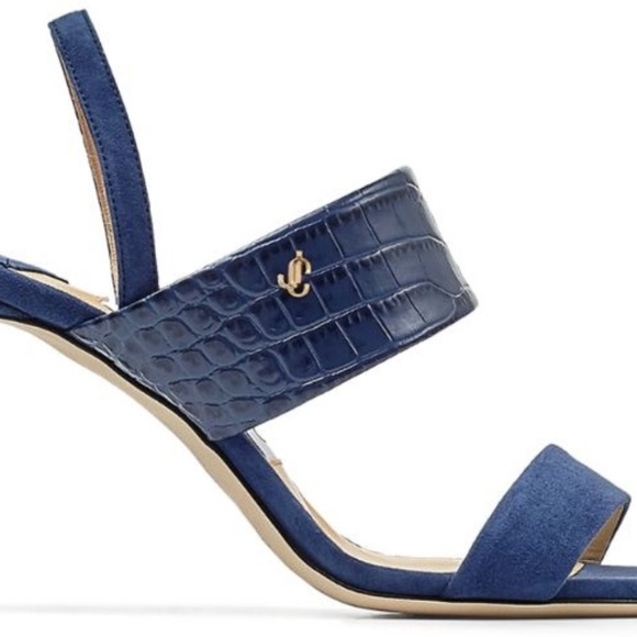 Jimmy Choo Salise Suede Croc-Embossed EU 36 85mm Color Is Denim Worn Once - Picture 15 of 15